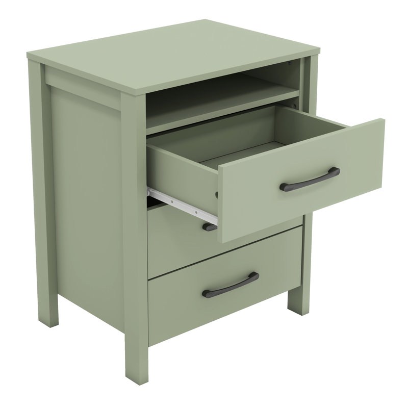 Allysyn 26.1" 3 Drawer Nightstand, Green