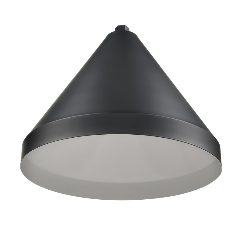 Abat-jour conique 1 lumière Latitude Run® Emariya en noir satiné avec abat-jour en aluminium noir