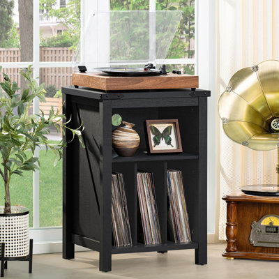Support pour platine vinyle avec rangement pour disques vinyles