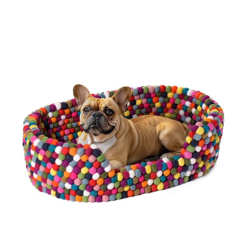 Lit pour animal en laine tricoté à la main MODWOOL l 24 po (multicolore), H 6,5 po x l 24 po x P 17 po