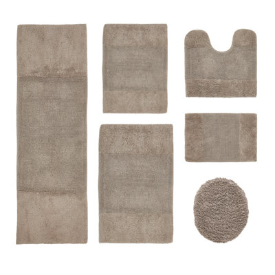 Makaylynn Premium 100% Cotton 2155 GSM 6-Piece Bath Rug Set, OEKO-TEX® Certified, Non-Slip Spray Latex Backing, Plush Tufted, Super Absorbent, Machine Washable Bathroom Rugs for Bathroom, Shower, Tub & Vanity, Beige