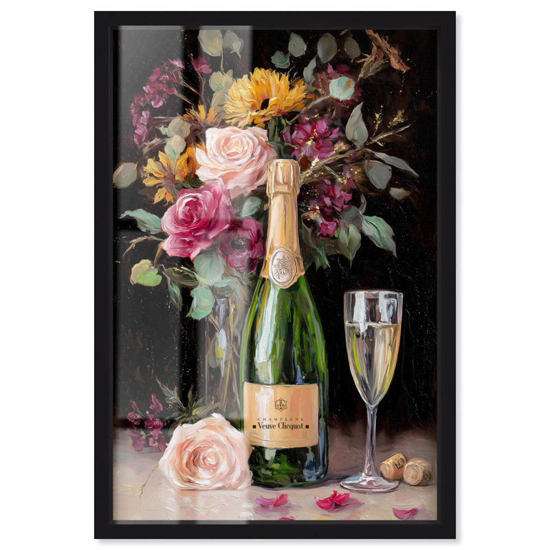 «Champagne Blossom Kitchen Decor Shadowbox» par Art Remedy, Noir, H 16 po x l 11 po