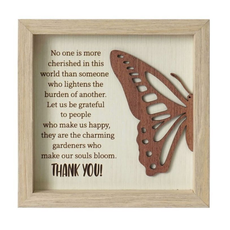 Papillon avec texte - plaque de remerciement