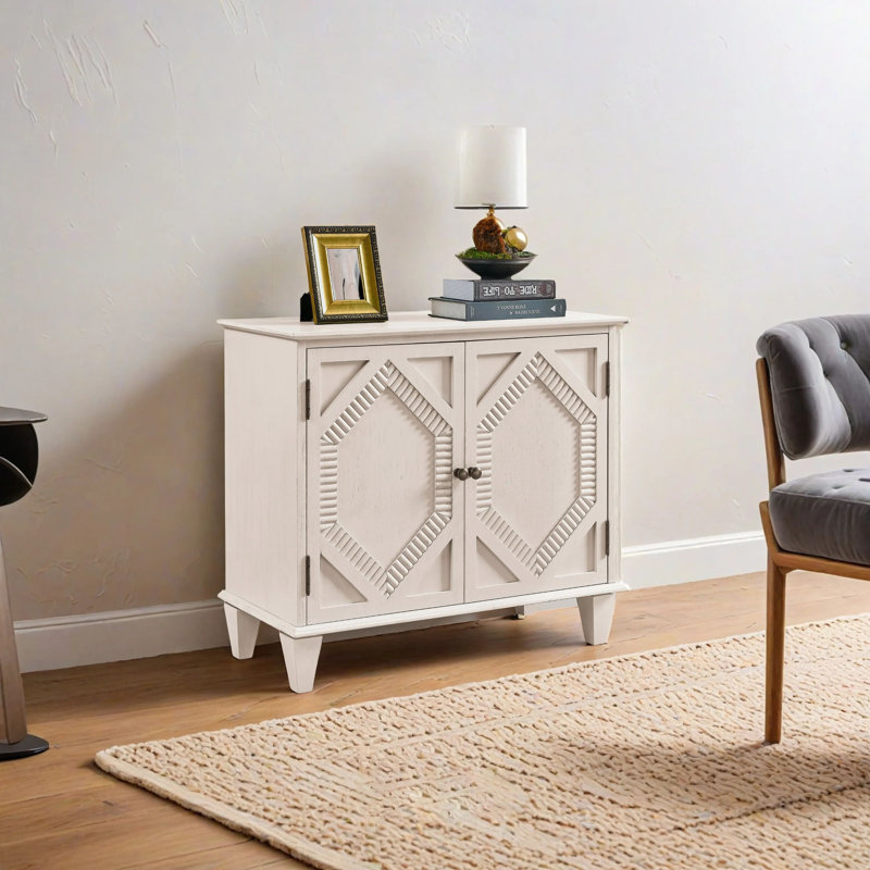Buffet rétro en bois de style campagnard avec rangement, Blanc