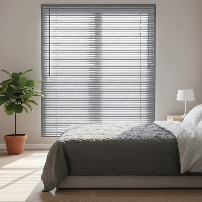 PVC Room Darkening Venetian Blind, Grey, 213 cm L x 45 cm W