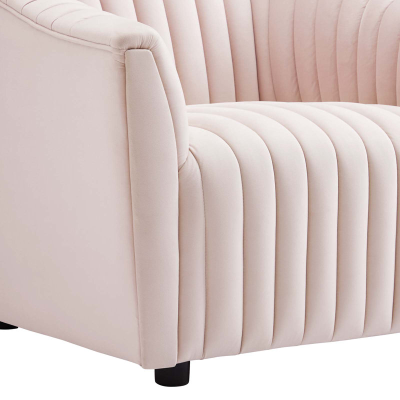Fauteuil capitonné en velours Modway Annonce Performance, Velours beige
