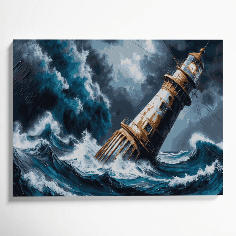 Art mural sur toile gris côtier industriel nautique, H 8 po x l 10 po
