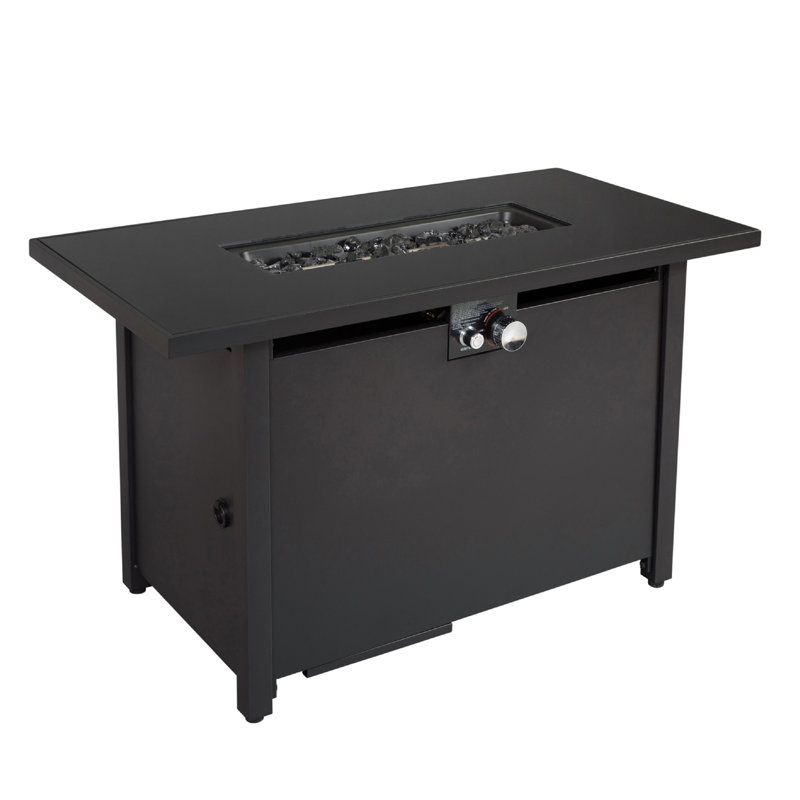Table de foyer d'extérieur en acier de 25 po H x 42 po l, 50000, rouille et chaleur, table de foyer d'extérieur noire Unite pour l'extérieur, noir, combinaison moderne
