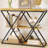 3-Tier Entryway Table with X-Shaped Metal Frame Hallway Table with Storage, Narrow Foyer Furniture Behind Sofa for Living Room, Brown-1389172280-1389172286-1389172285