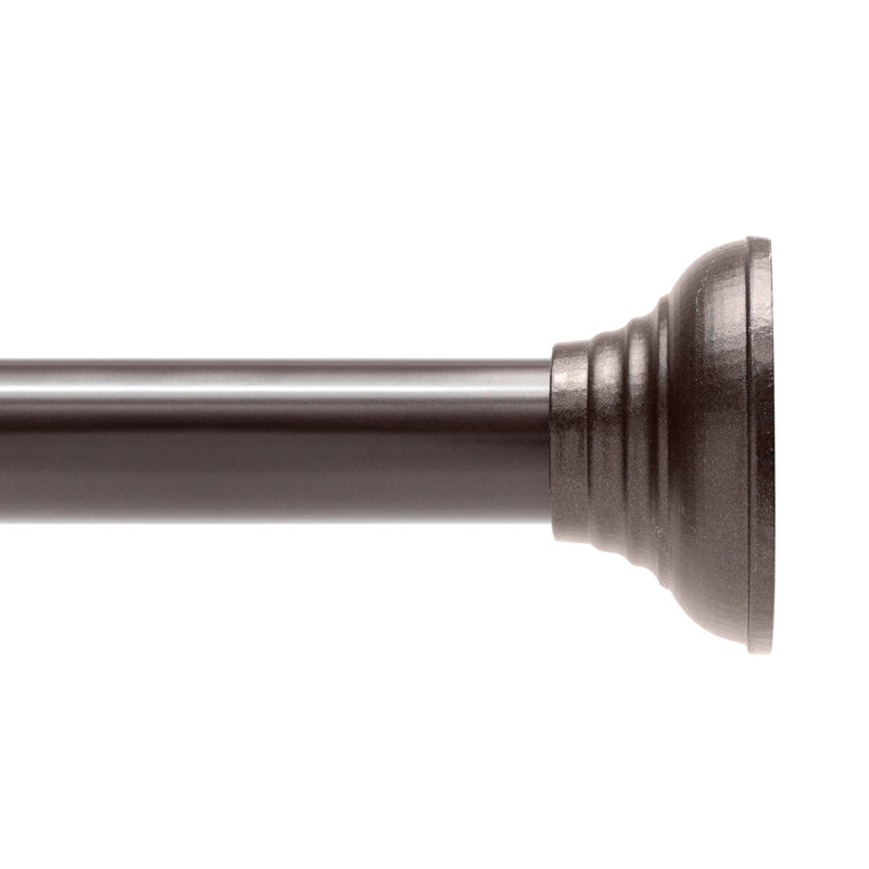 Bronze Adjustable Tension Shower Curtain Rod with Decorative Finials