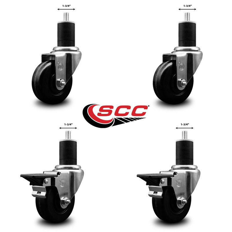 Ensemble de roulettes phénoliques pivotantes à roulettes extensibles 2 freins SCC PLB 3,5 po x 1-3 / 4 po