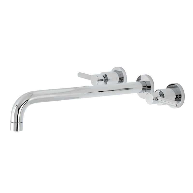 Kingston Brass Concord Two-Handle 3-Hole Wall Mount Roman Tub Faucet, Lever Handle, Polished Chrome