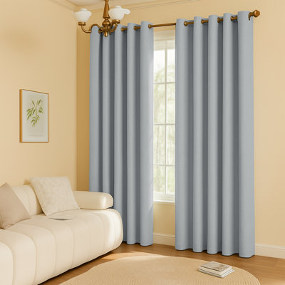Linen Blend Blackout Curtain Panel Pair