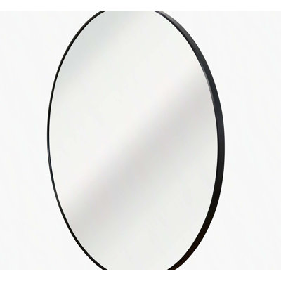Black 24 Inch Metal Round Bathroom Mirror