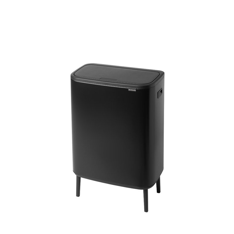 Brabantia Bo Touch Top Hi Dual Compartment Recycling Trash Can, 2 x 8 Gallon (2 x 30 Liter), Matte Black
