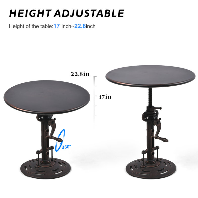Table de bout Industrial Retro Table d'appoint Mécanique antique DIY Manivelle à hauteur ajustable, Cuivre