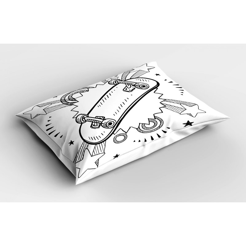 Black/White Polyester Microfiber Piece Sham, Twin
