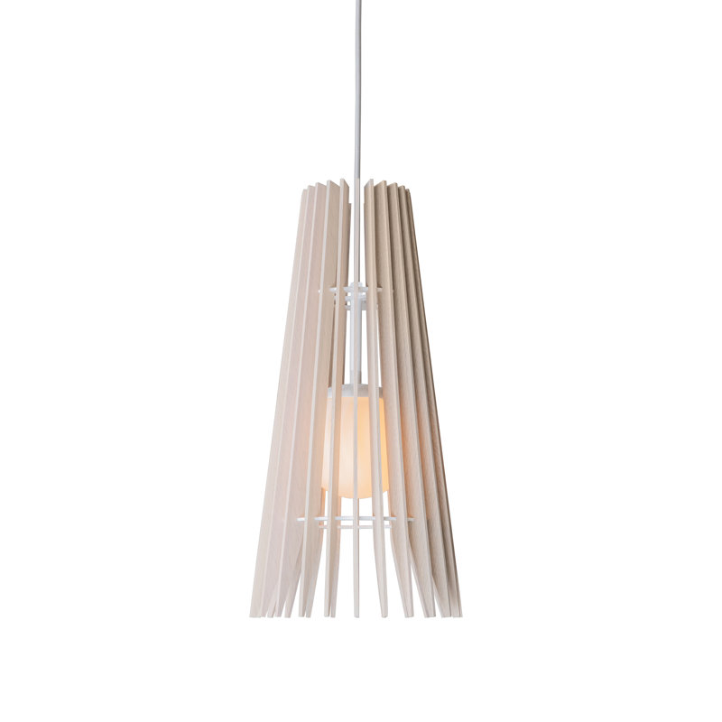 Lex 1 - Light LED Pendant, White, White Washed Oak, 19" H x 9.2" W x 9.2" D