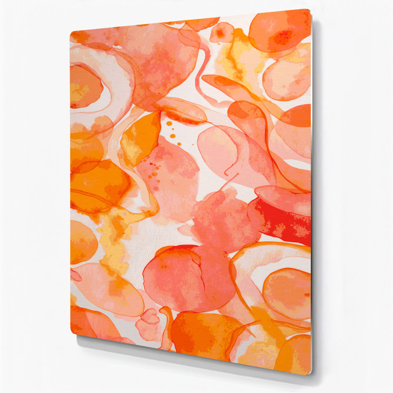 Aquarelle abstraite, art mural en métal orange 17, H 12 po x l 18 po