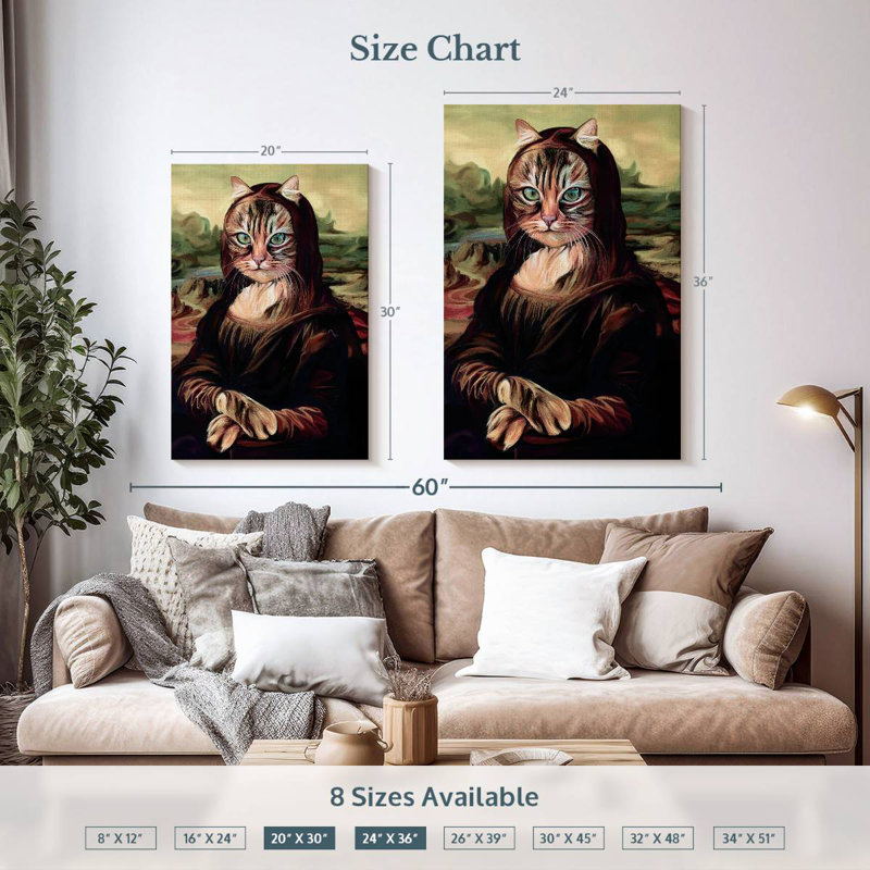 Ketti Mona Lisa Inspired Cat, 36" H x 24" W