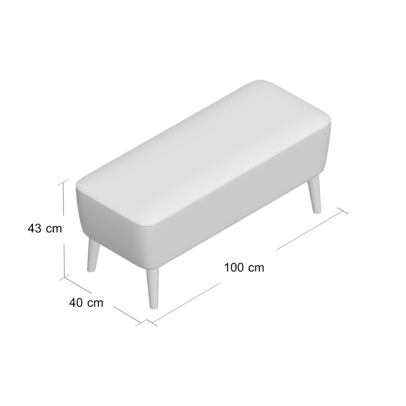 Mr.M Polyester Blend Upholstered Bench, Cream, Sky Blue