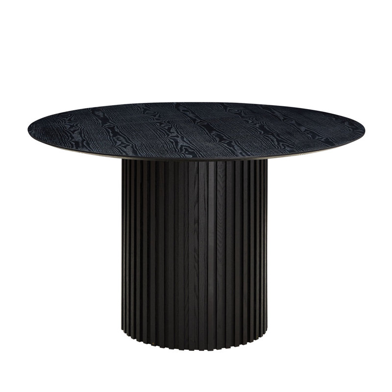 46.45 Inch MDF Dining Table For Dining Room Round Dinner Tables Mid-Century Modern Table BLACK
