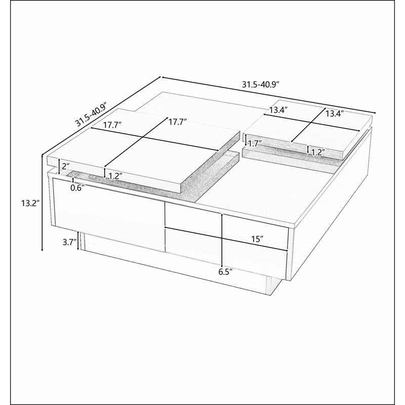 Table basse rectangulaire avec plateau et tablette en bois manufacturé