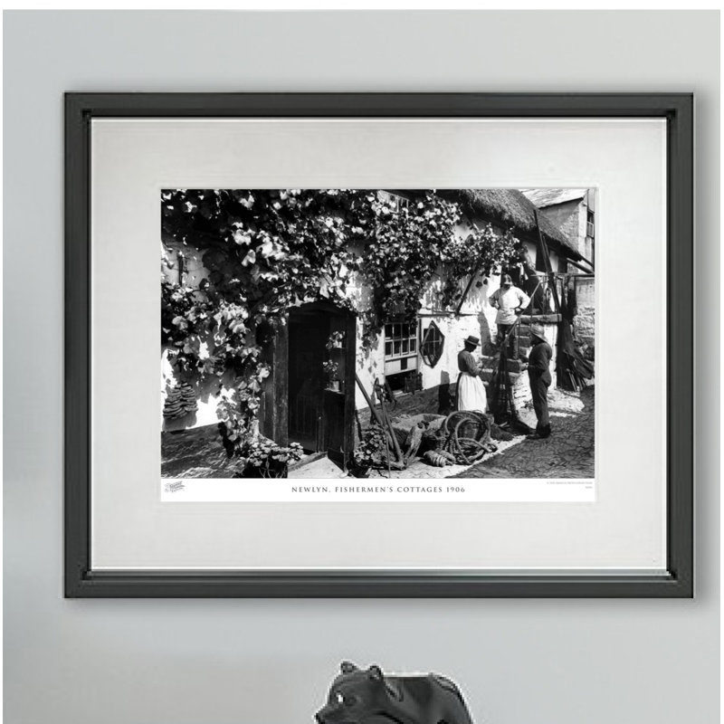 Newlyn, Fishermens Cottages 1906 - Single Picture Frame Print, 60cm H x 80cm W x 2.3cm D