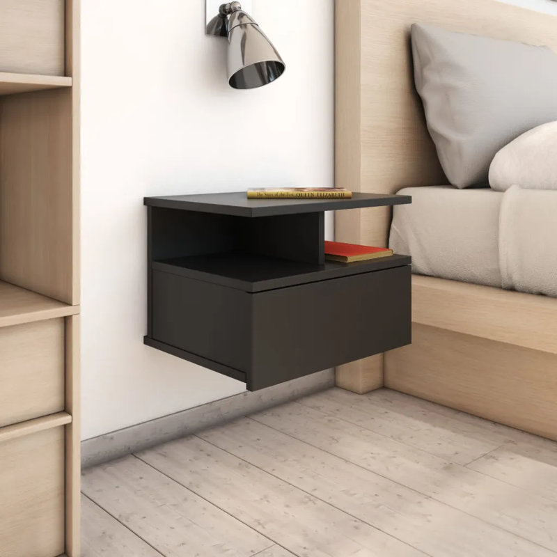Kaci-Lei 40 cm W Bedside Table, Grey Sonoma, Grey Sonoma, 1