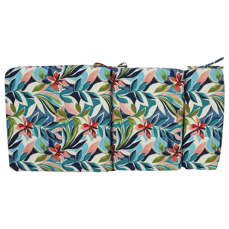 Outdoor Seat/Back Chair Cushion, 18" W x 18" D, Ivory/Blue/Somap Multi Floral
