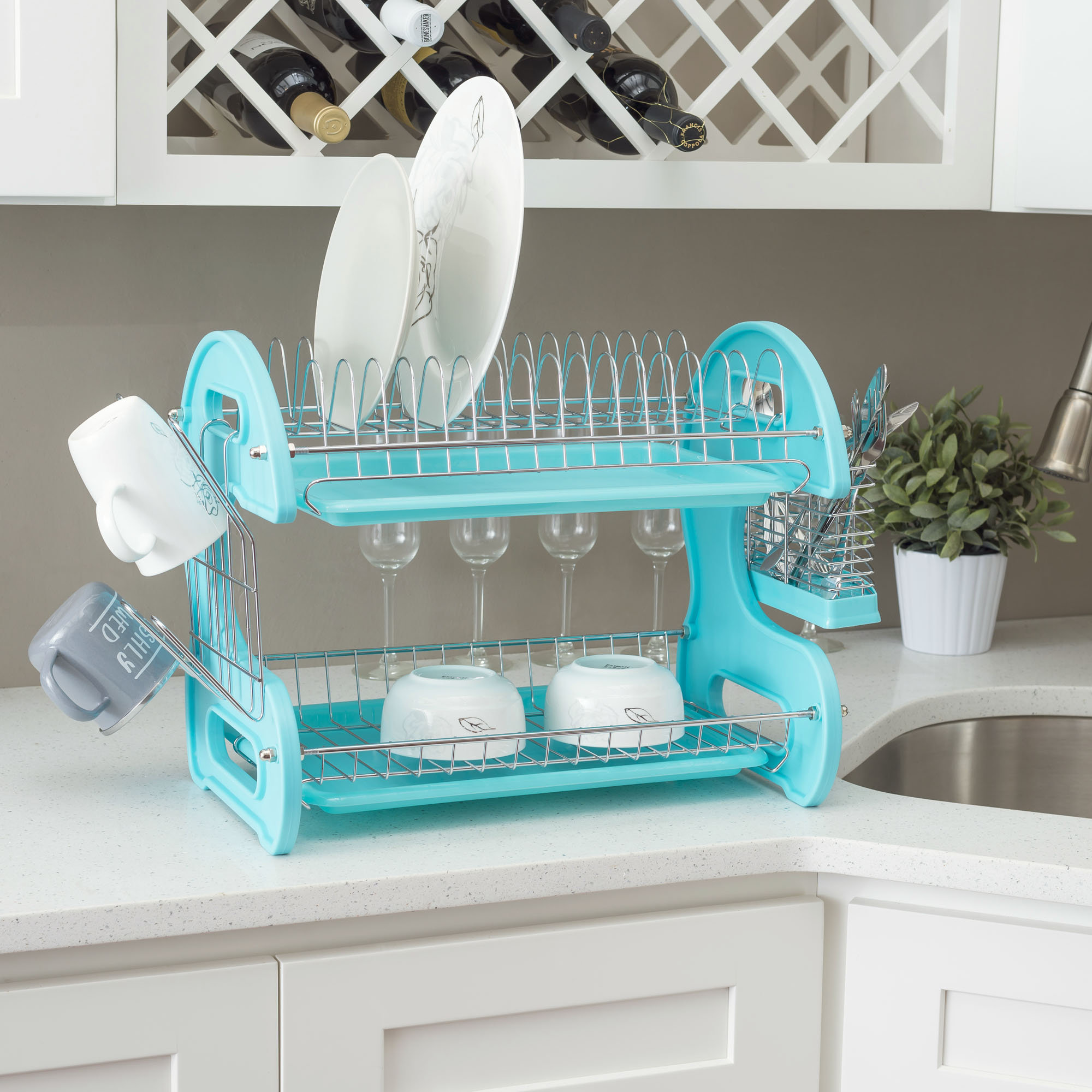 Latitude Run® Aslaug Plastic/Steel 2 Tier Dish Rack & Reviews | Wayfair
