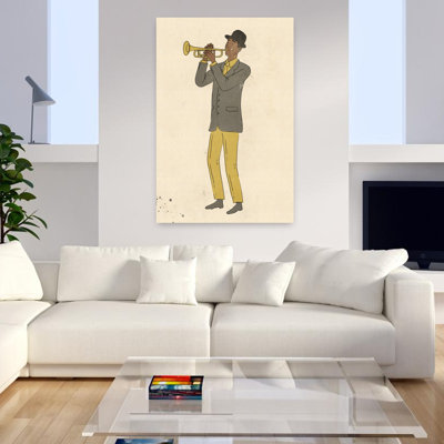 Vintage Jazz Trumpet Player Classic Minimalist Retro Wall Art