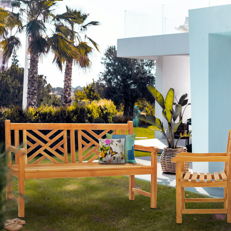 Acworth Outdoor Teak Bench, 59" W x 26" D