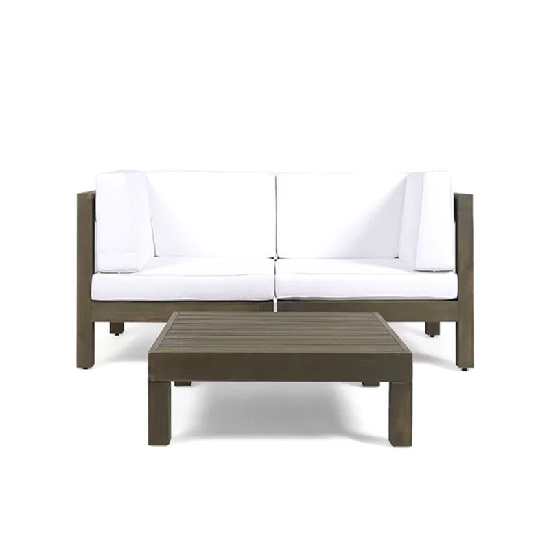 Brava X-Back - 2 Seater Sectional Loveseat With Coffee Table, White