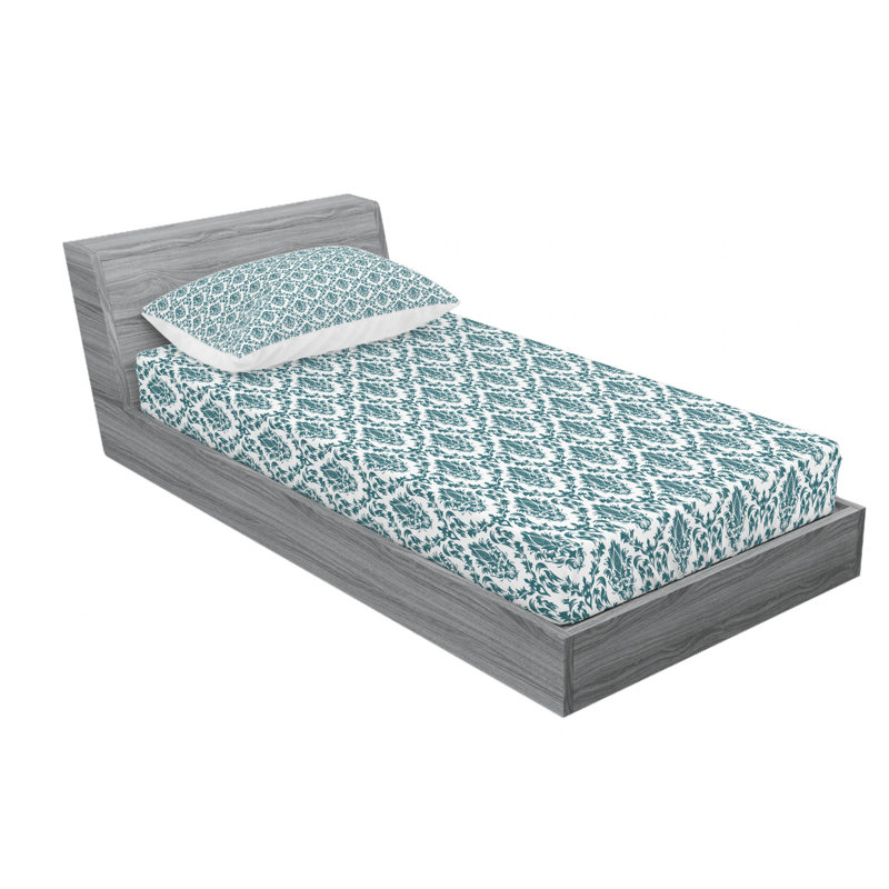 Microfiber Damask Sheet Set, Twin XL Sheet Set with Fitted Sheet
