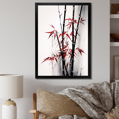 Japon, bambou rouge et gris II sur toile