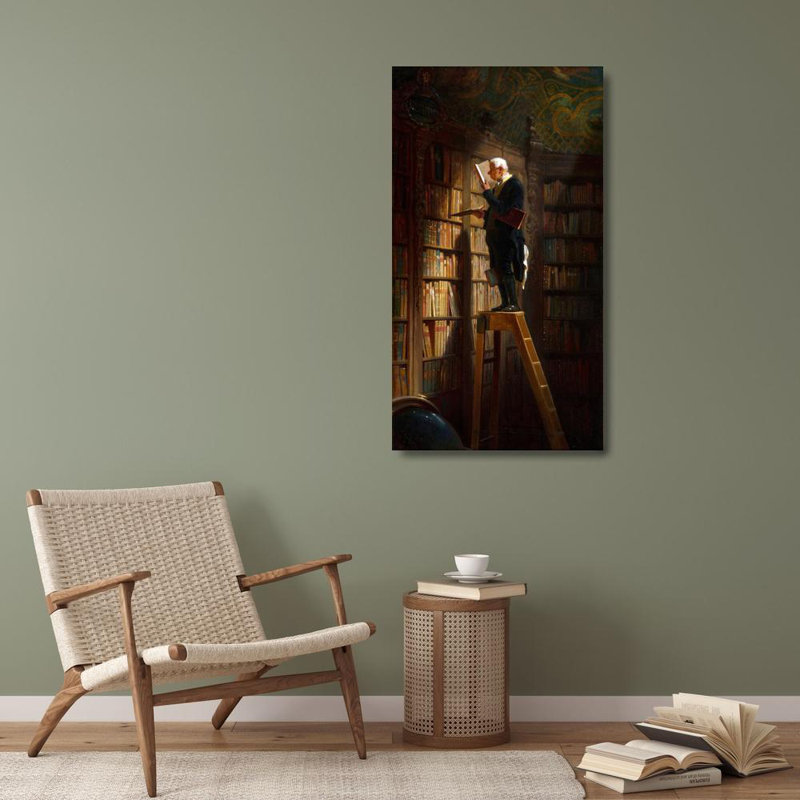 «The Bookworm» par Carl Spitzweg - Art mural sur toile tendue avec châssis, H 40 po x l 28 po