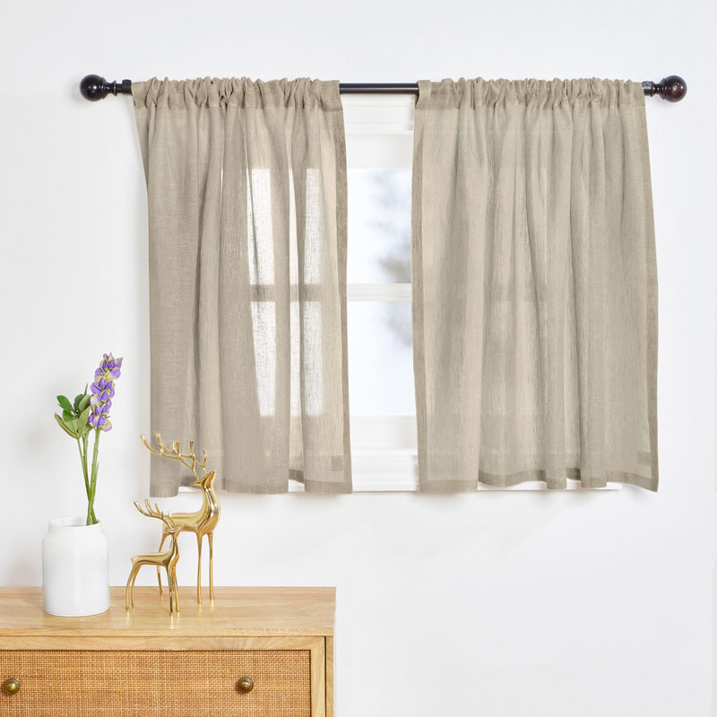 Sheer Curtain with Rod Pocket, Natural, 52" W x 144" L