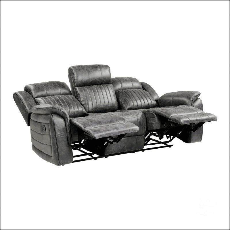 Ariste 83.07'' Pillow Top Arm Reclining Sofa, Brownish Gray Microfiber/Microsuede