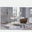 White glossy gold edge 2 drawer writing desk