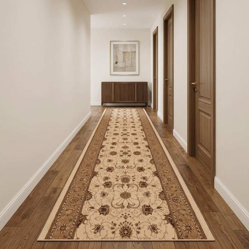 Tapis oriental crème Valerie, Tapis de couloir 2 pi x 13 pi