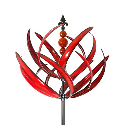  91-Inch Crimson Lotus Wind Spinner