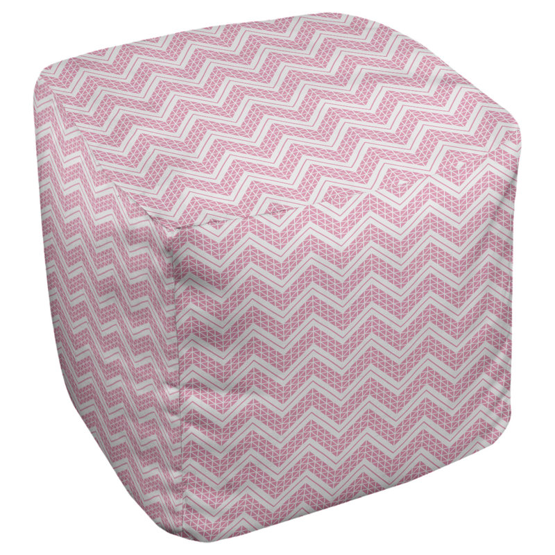 Repose-pieds cubique à motif à chevrons à la main classic, Rose clair