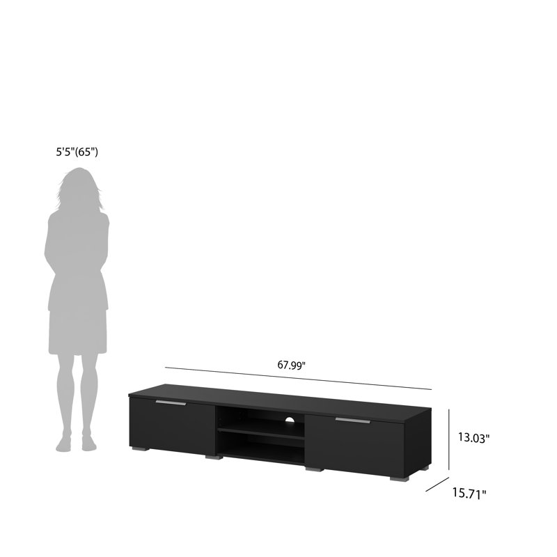 Karlin 68 Inch Wide Media Console, Black Matte