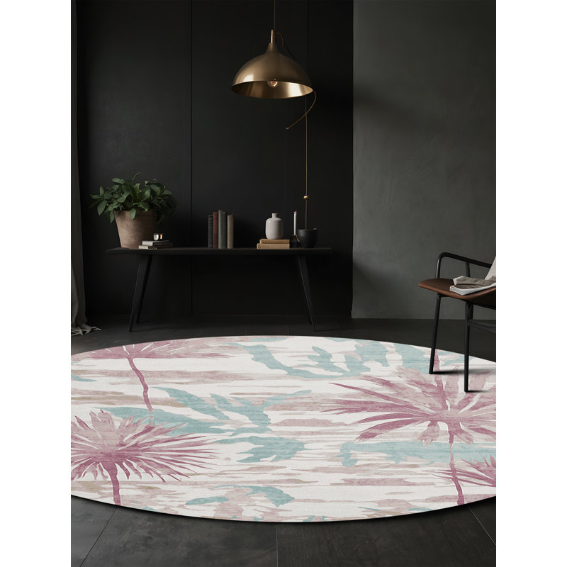 Tapis gris lavable à la machine, Rond 4 pi
