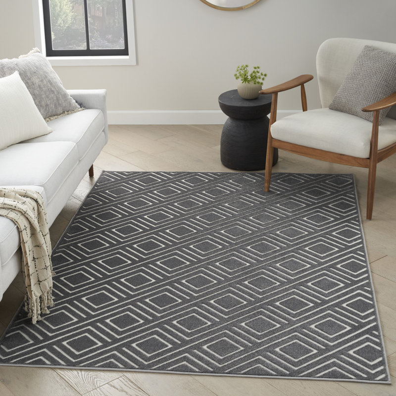 Tapis d'intérieur gris Ebern Designs Garp, Rectangle 5 pi 3 po x 7 pi