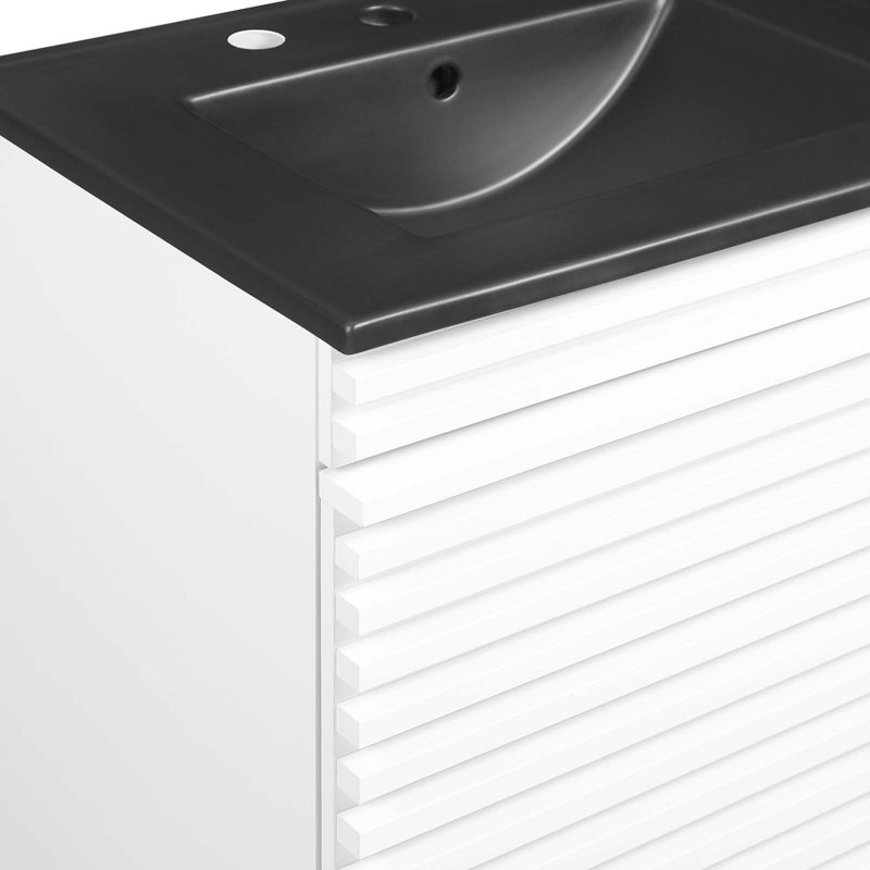 Modway Render 48" Wall-Mount Bathroom Vanity, Black, White