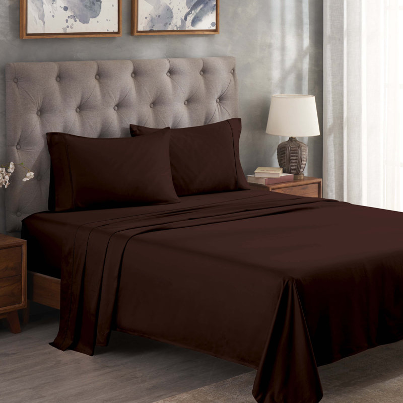 Ensemble de draps 300 po, Ensemble de literie pour très grand lit divisé, Moka