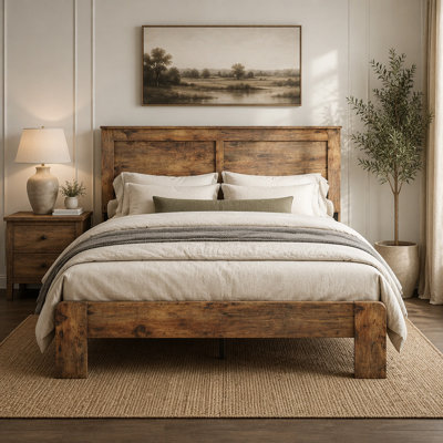Bed Frame King Size, Wood Platform Bed Frame , Noise Free,No Box Spring Needed And Easy Assembly Tool