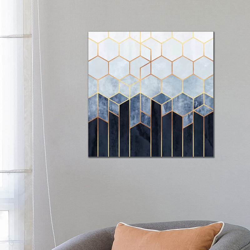 Soft Blue Hexagons by Elisabeth Fredriksson - Wrapped Canvas Print, No Frame, 93.98 cm H x 93.98 cm W x 3.175 cm D